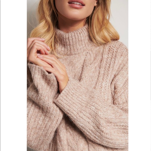 Cable Knit Mock Neck Sweater- Size M & L - Picture 3 of 4
